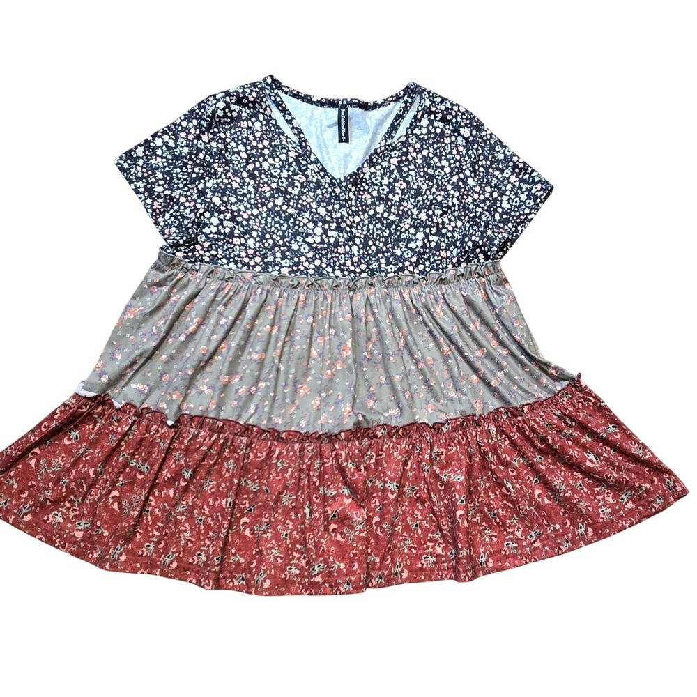 JFN - JUST FASHION NOW Boho‎ Tiered Blouse Top Tunic Size Small